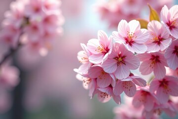 Fototapeta premium Delicate pink sakura blossoms, full bloom, soft petals , fabric, cherry blossom, vector