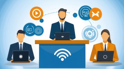 Businessman Giving Online Presentation in Digital Marketing Webinar