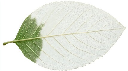 Green And White Leaf Isolated On White