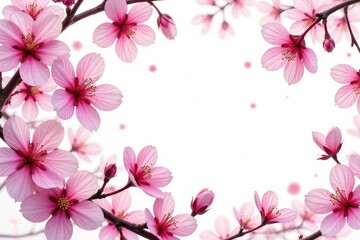 Obraz premium Intricate sakura pattern, overlapping flowers, white background , sakura design, texture