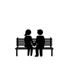 Couple Sitting on Bench: A silhouette captures a couple sharing a moment, sitting side-by-side on a park bench. This symbolic depiction of love, connection, and shared experience.
