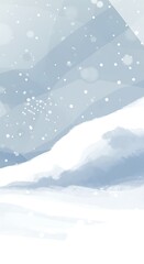 Serene Winter Landscape: Soft Blues and Falling Snow AI Generated