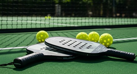 Pickleball Prep: Sun-Drenched Court AI Generated