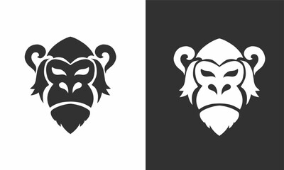 Tribal style monkey face vector illustration with Symmetrical and minimalist design, suitable for logos, icons, tattoos or any animal and ethnic themed graphic elements.
