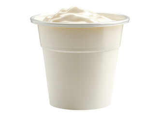 Plastic cup with yogurt