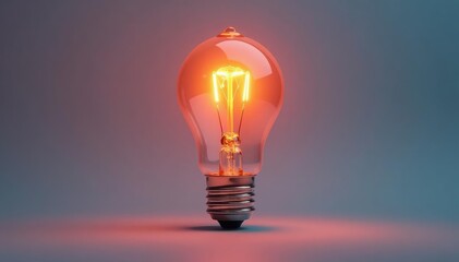 Single glowing lightbulb, isolated on pure white background, concept, white, background