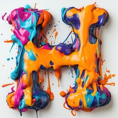 Colorful splashes of paint forming the letter 'H' on a white background, showcasing creativity