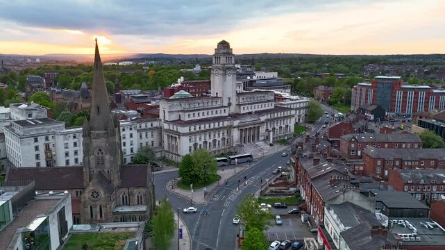 Leeds Civic Hall and Parish Church at Sunset
