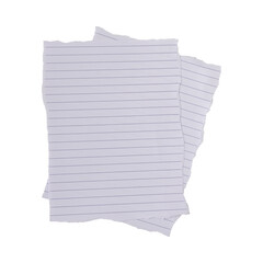 Fototapeta premium White ripped torn sheet of notebook paper with blue lines isolated on transparent background