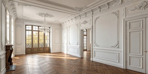 Grand Parisian Apartment Herringbone Floor, Ornate Moldings, Sunlit Interior, French Design,Luxury Home,Real Estate Luxury Apartment,Interior Design
