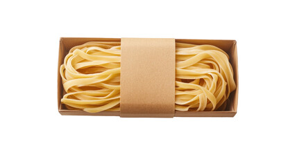Top View Of Artisanal Pasta Box Kraft Paper  isolated on a transparent backgroun