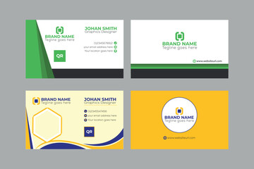 Yellow and Green business card design template