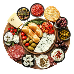 Turkish Breakfast Spread With Olives  isolated on a transparent background