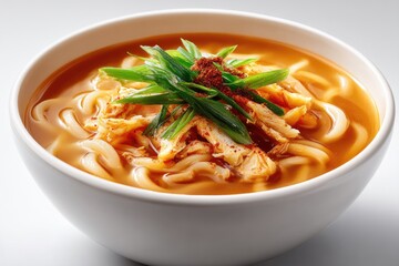 Delicious udon noodles in a white bowl.