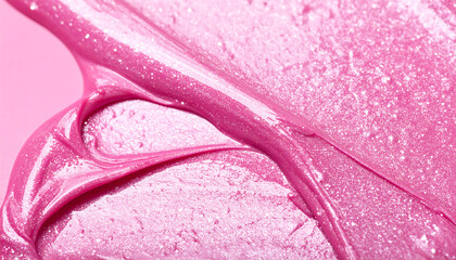 Striking Pink Viscosity: Abstract Macro Texture with Glimmering Accents