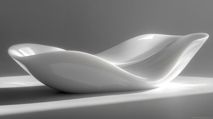 Abstract, sculpted, white bowl, smooth curves, modern design