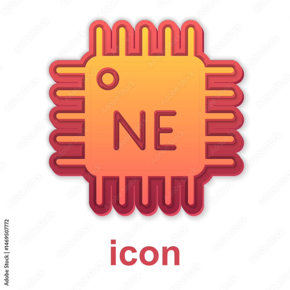 Poster Gold Computer processor with microcircuits CPU icon isolated on white background. Chip or cpu with circuit board. Micro processor. Vector