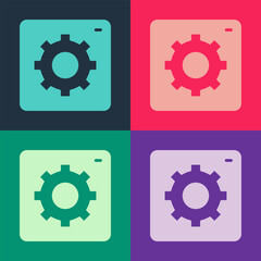 Pop art Setting icon isolated on color background. Tools, service, cog, gear, cogwheel sign. Vector