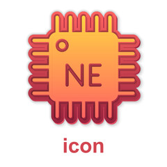 Gold Computer processor with microcircuits CPU icon isolated on white background. Chip or cpu with circuit board. Micro processor. Vector