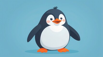 Naklejka premium Flat Vector Kids Illustration of a Penguin
