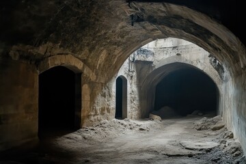 Fototapeta premium A grand theater is being renovated, but the workers discover that hidden rooms and tunnels beneath the building hold evidence of dark performances that date back centuries