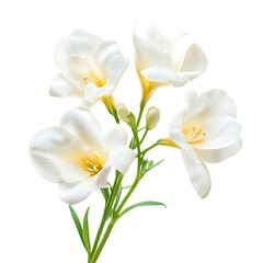 Elegant White Freesia Flowers Bouquet on Transparent Background