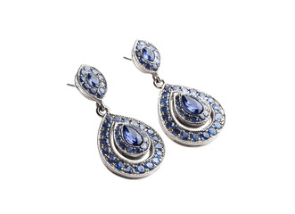 Naklejka premium Silver earrings with sapphires
