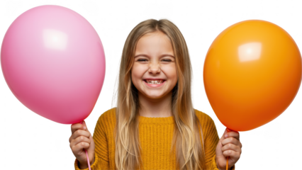Happy girl holding balloons