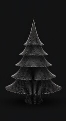 Monochrome Metal Christmas Tree: 3D Rendered Elegance AI Generated