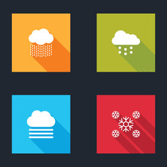 Obraz premium Set Cloud with rain, snow, Fog and cloud and Snow icon. Vector
