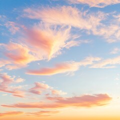 Obraz premium Peaceful Sunset Sky Soft Pastel Cloudscape Scenic Nature Background art pink blue calm airy view