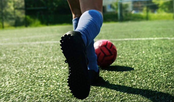 Little Girl Playing Football Ball