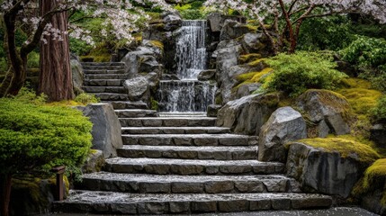 stone staircase in the garden