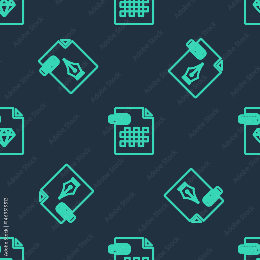 Poster set line png file document, eps and ruby on seamless pattern. vector