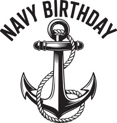 Navy Birthday T-shirt design, U.S. Coast Guard Birthday poster, August 4. Vector