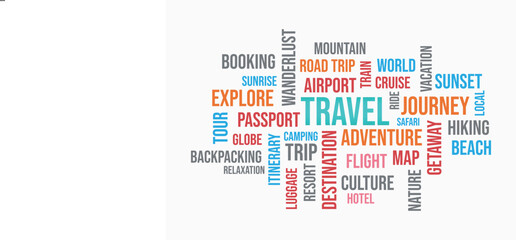 Obraz premium travel word cloud,template concept on white background