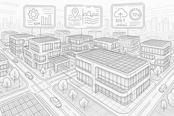 Fototapeta premium Smart City Blueprint Concept of Futuristic Urban Design