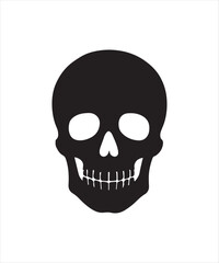 Fototapeta premium Simple Black Skull Silhouette Against White Background