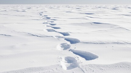 Naklejka premium Footprints in the Snow