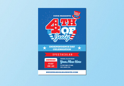Blue Retro 4th July Flyer Layout