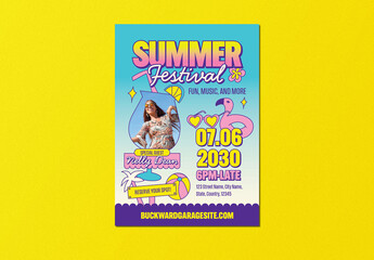 Blue Retro Summer Festival Flyer Layout