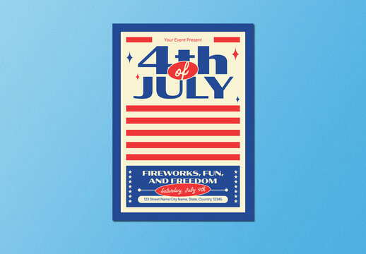 Blue Bold Minimalism 4th of July Flyer Layout