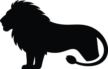 Lion silhouette art simple style, King of jungle sitting pose