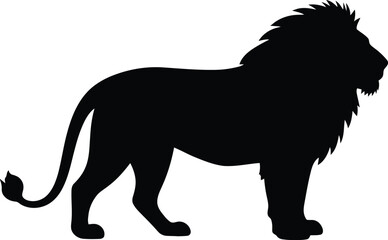 Majestic lion simple black outline, Royal lion silhouette view