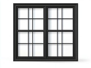 Black Frame Double Hung Window With Panes