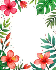 Vibrant Watercolor Tropical Frame With
