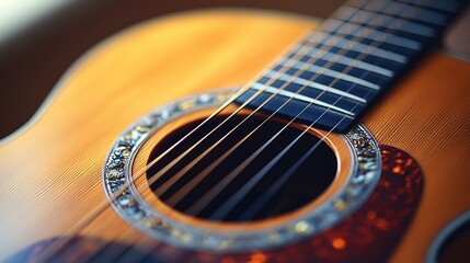 Fototapeta premium Close-up acoustic guitar soundhole