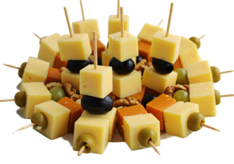 Cheese and Olive Appetizers Easy Party Snacks isolated on white background