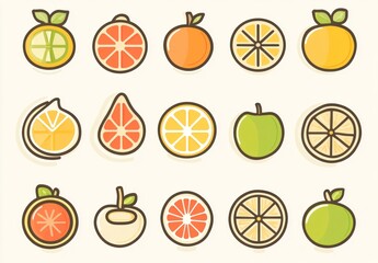 Colorful Pixel Art Fruit Illustrations