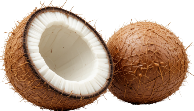 Harvesting fresh coconut fruits tropical farm nature photography sunlit environment close-up perspective freshness and sustainability concept